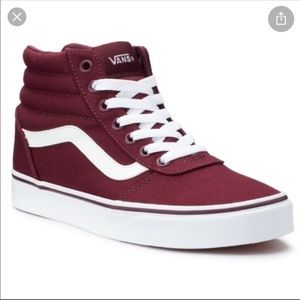 Burgundy Vans High Tops Size 9.5